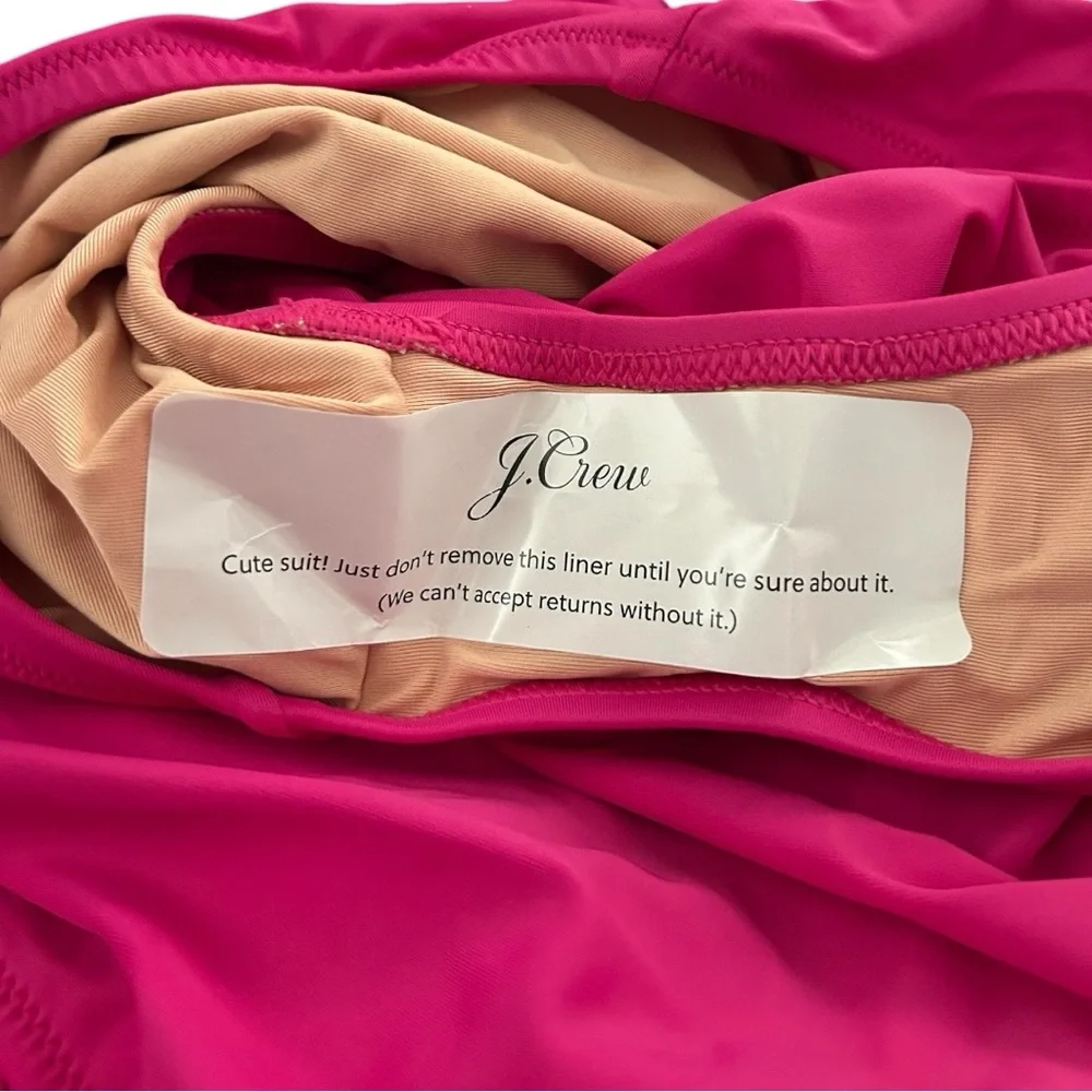 NWT J. Crew Vibrant Pink Ruched V-Neck One-Piece Swimsuit